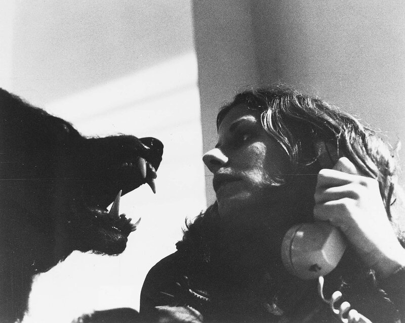 Man with phone and animal prop