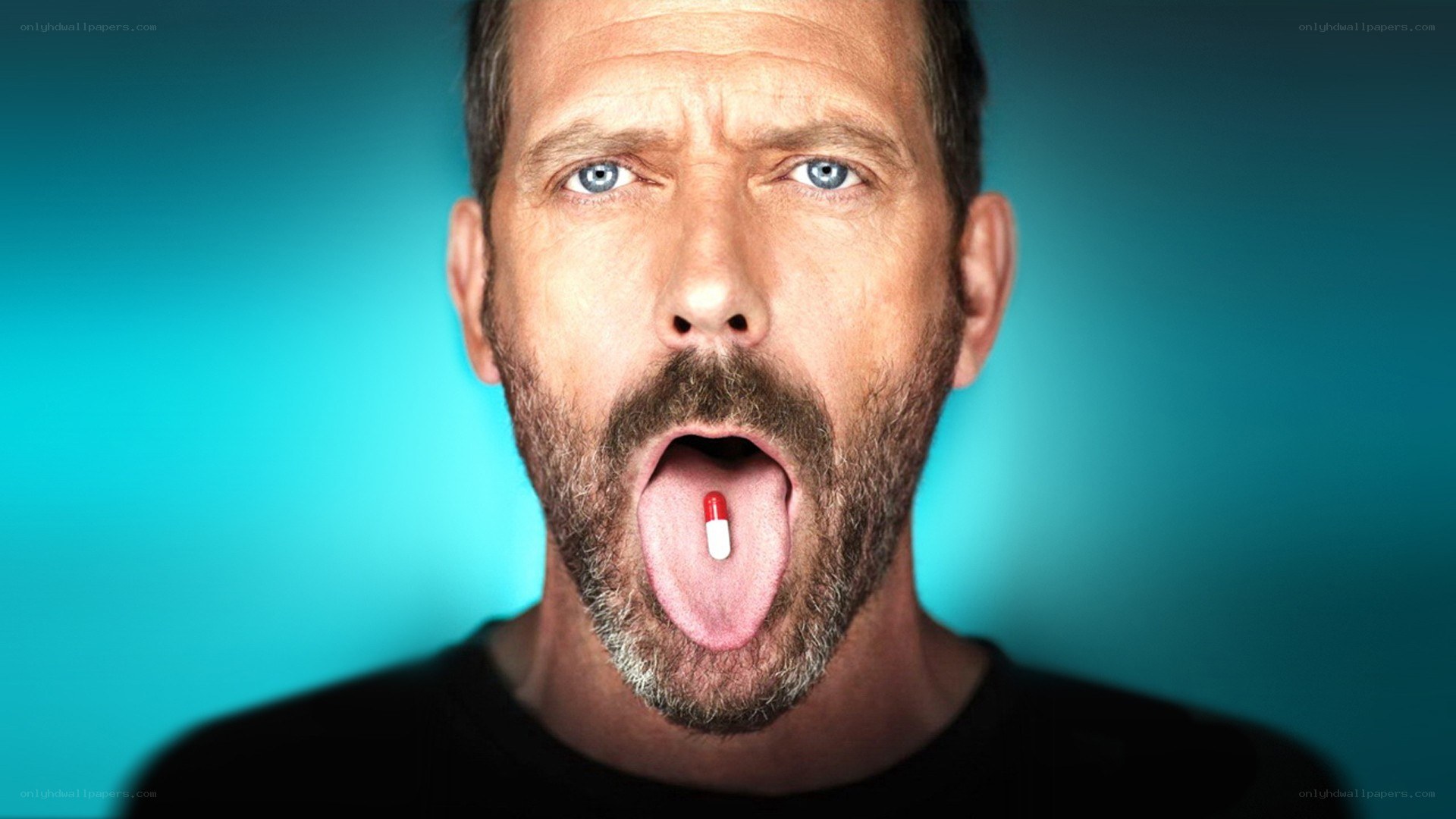 man with pill on tongue