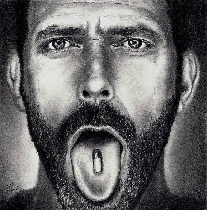 man with pill on tongue