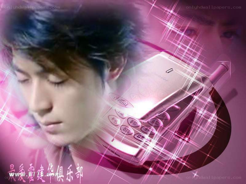 man with pink phone