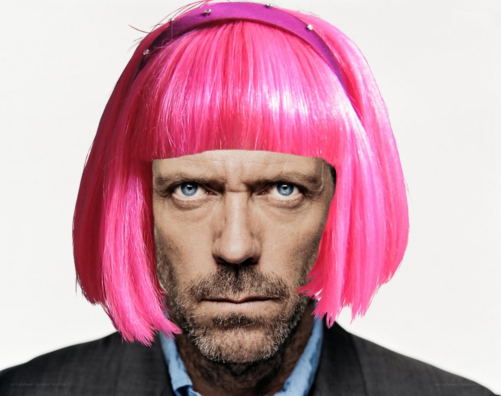 man with pink wig