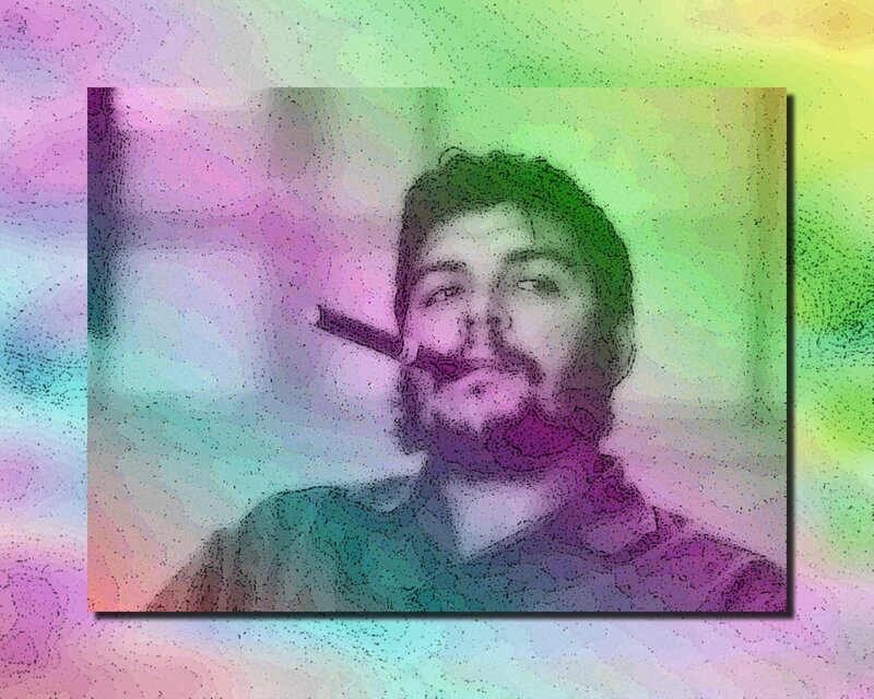 man with pipe in colorful image