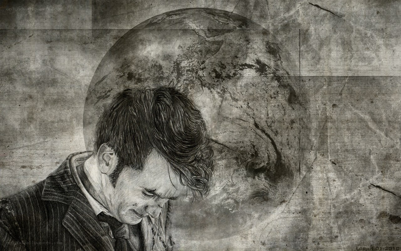 man with planet background