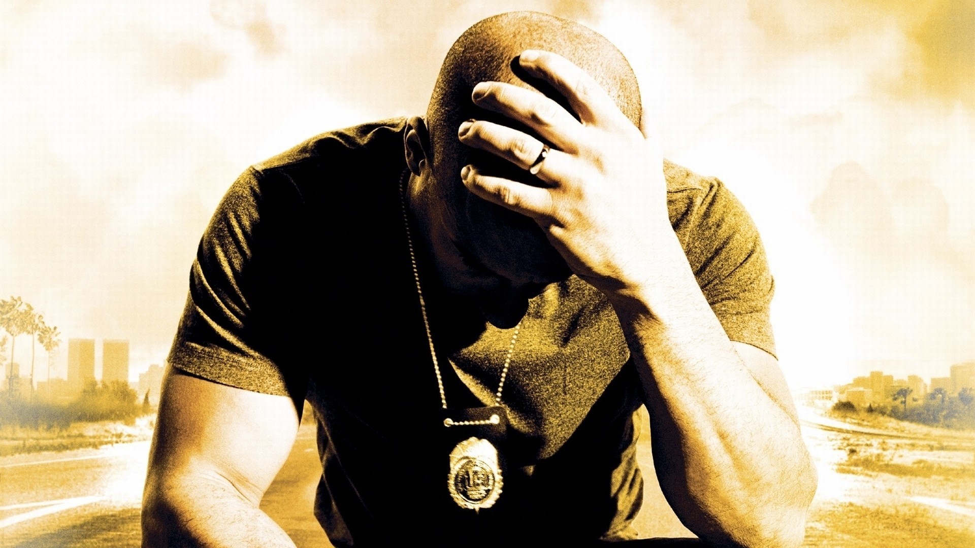 man with police badge