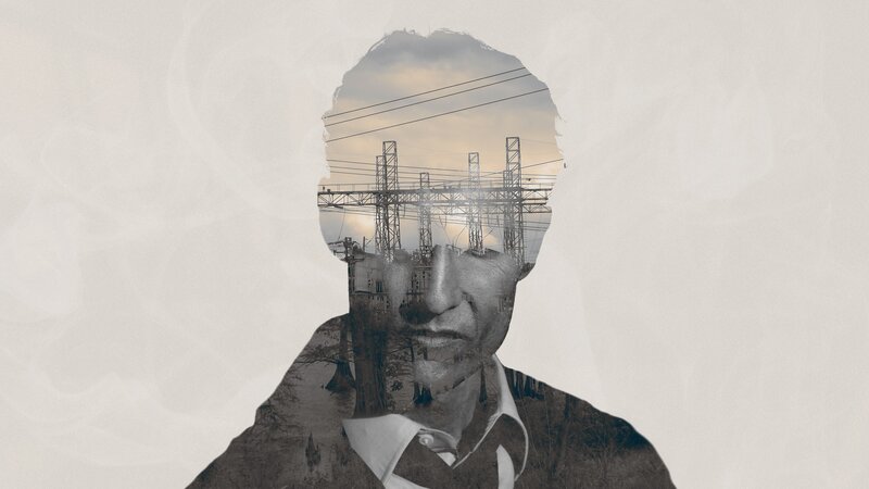 Man with Power Lines — Gray