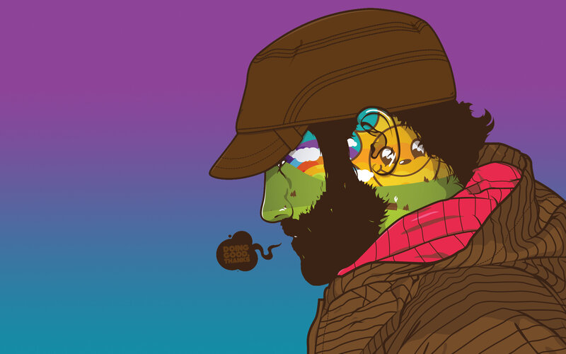man with psychedelic reflection