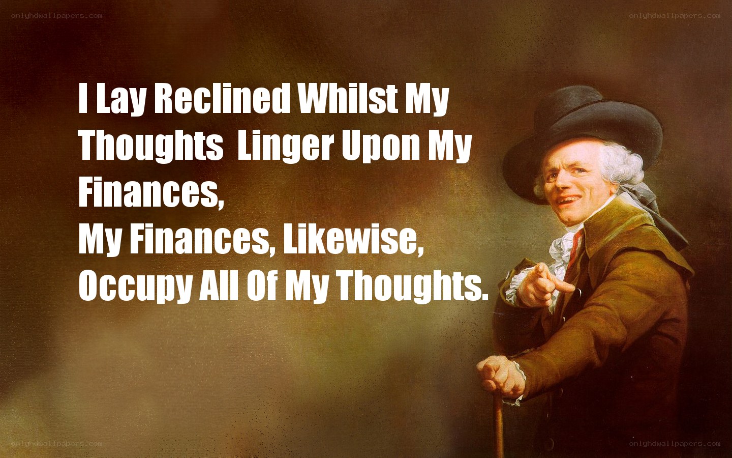 Man with quote about finances