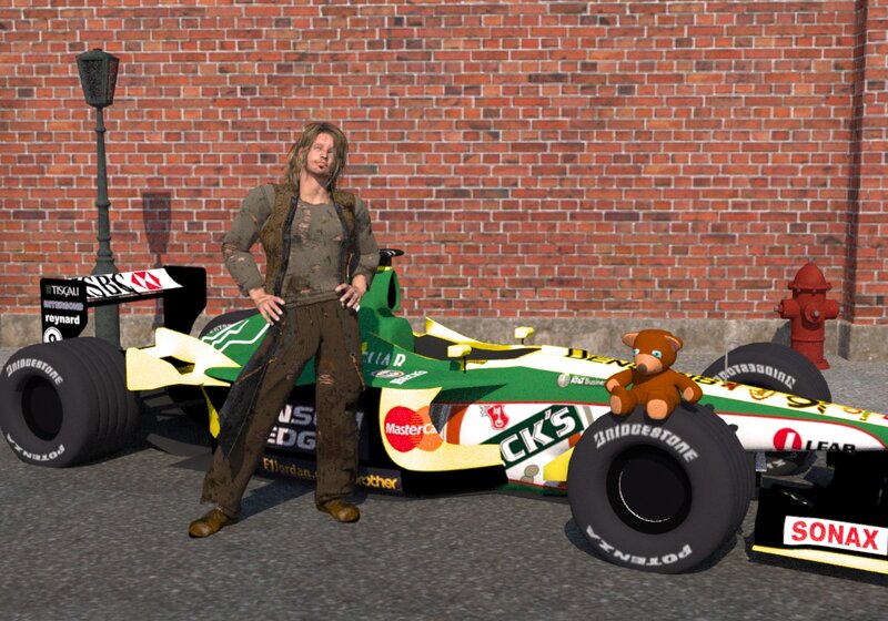 Man with Race Car — Green
