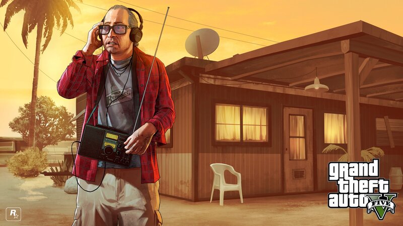Man with Radio and Headphones — Orange