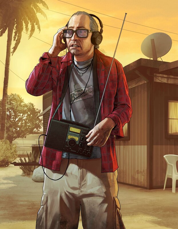 man with radio and headphones