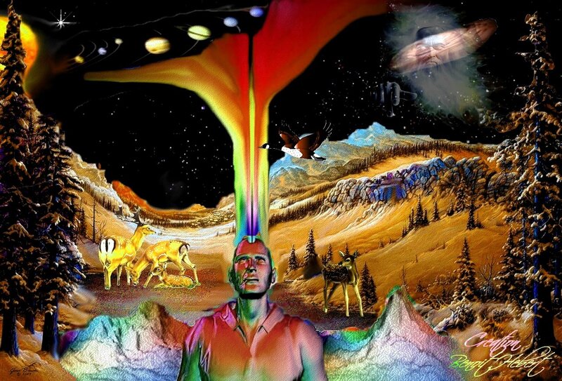 Man with Rainbow Beam — Red