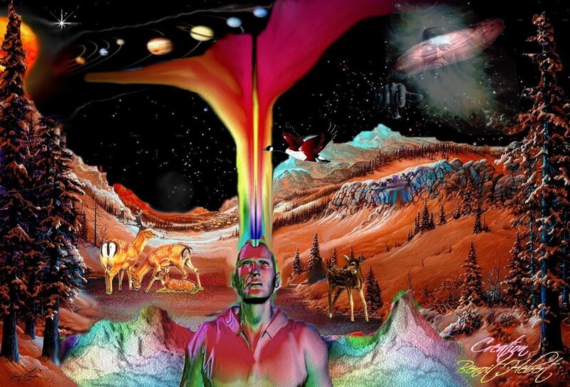 Man with Rainbow Beam