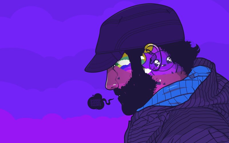 man with rainbow glasses
