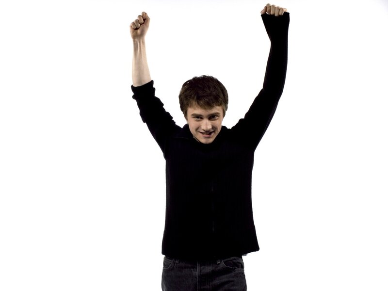 Man with Raised Arms — Black, Celebratory