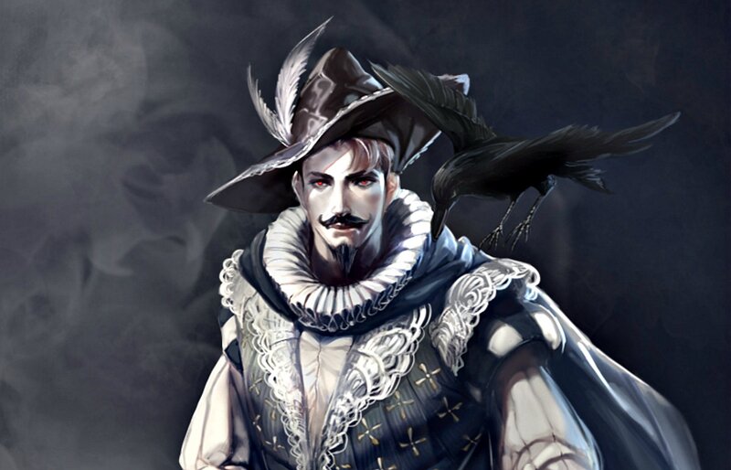 Man with Raven on Shoulder