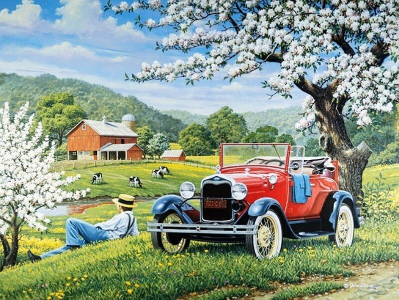 Man with Red Car