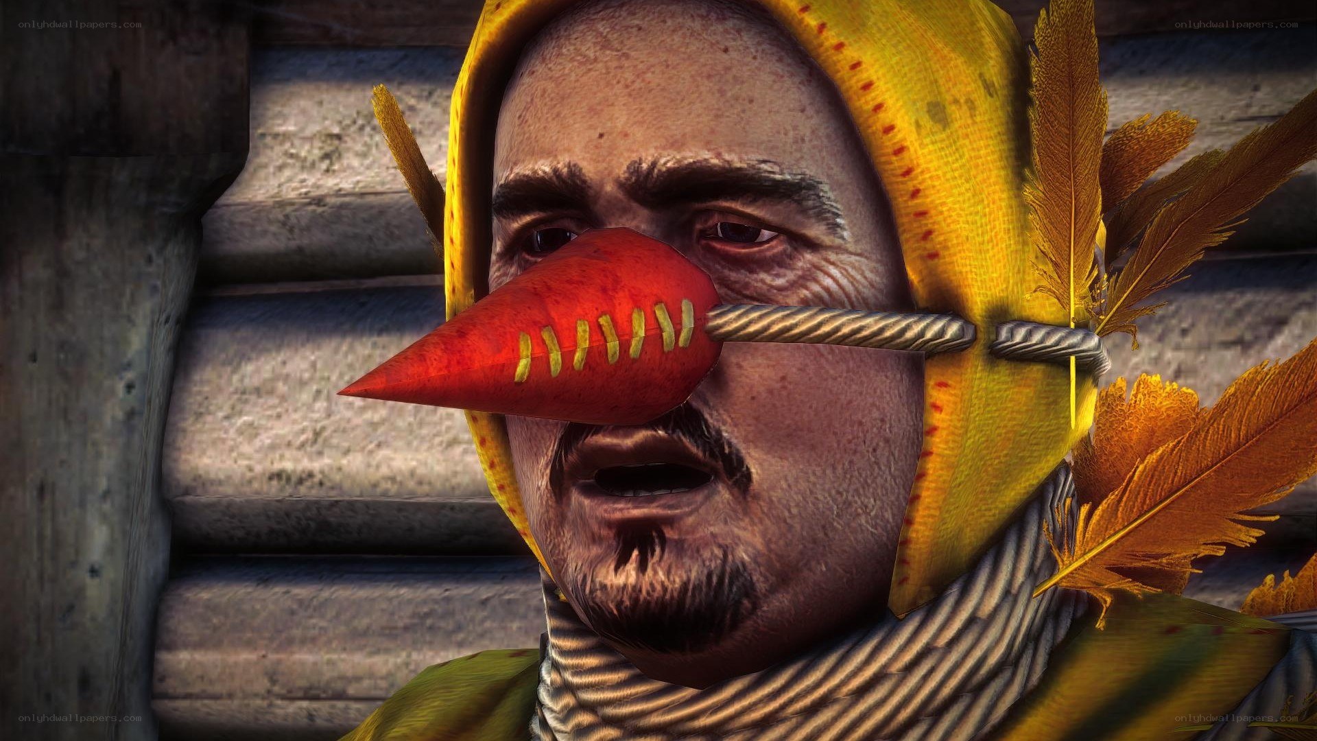 man with red clown nose