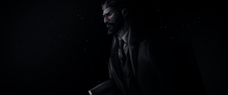 Man with Red Eye — Black, Dramatic