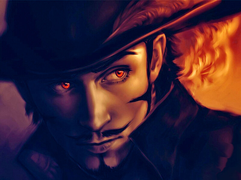 Man with Red Eyes — Black, Dramatic, Digital Art