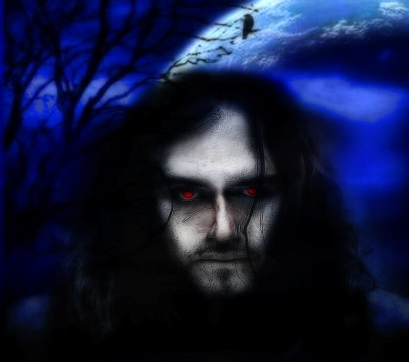 Man with Red Eyes — Blue, Dark