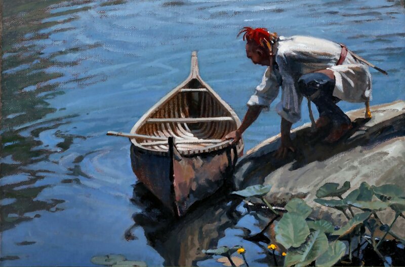 Man with Red Hair in Canoe