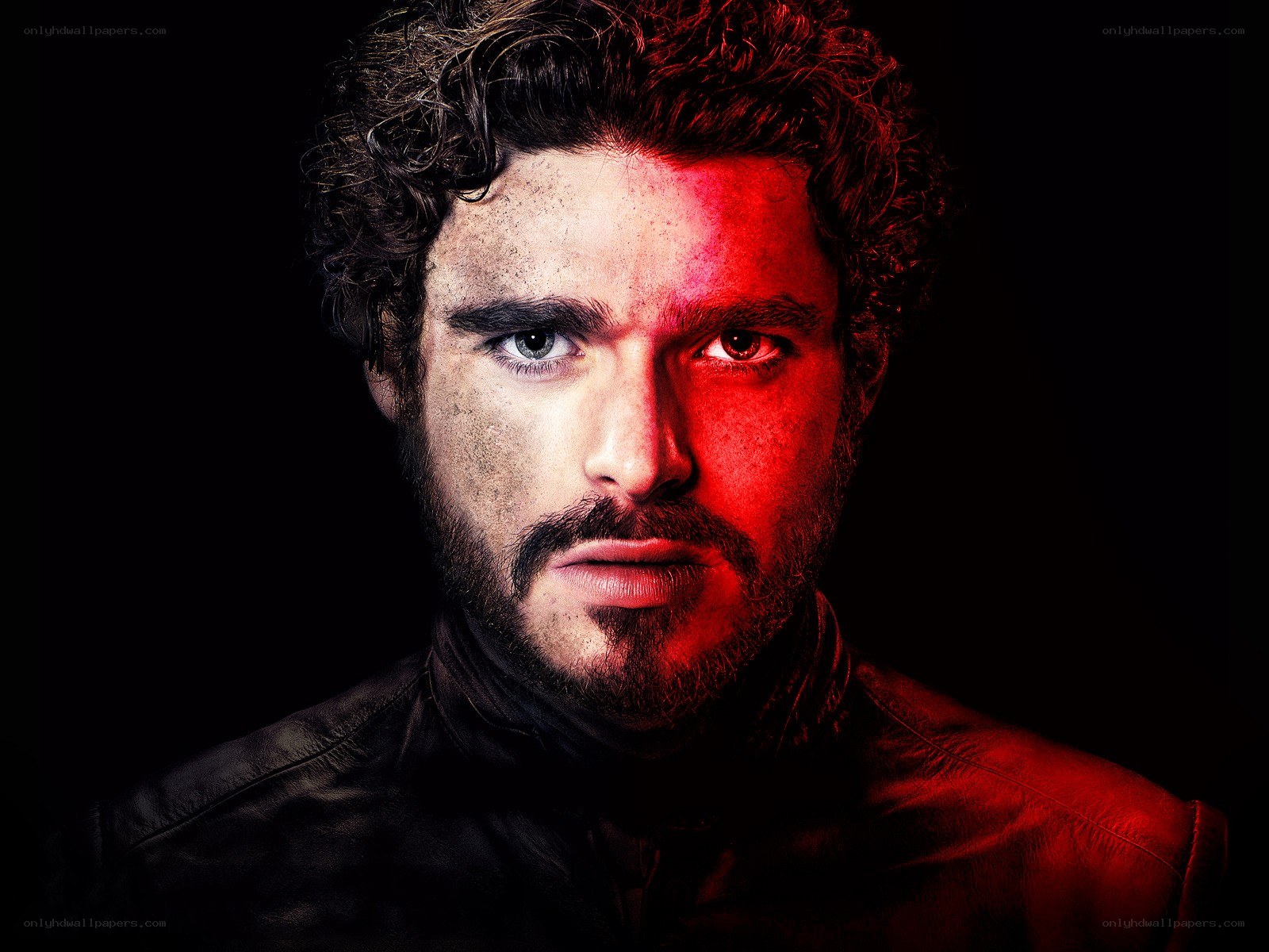 man with red lighting