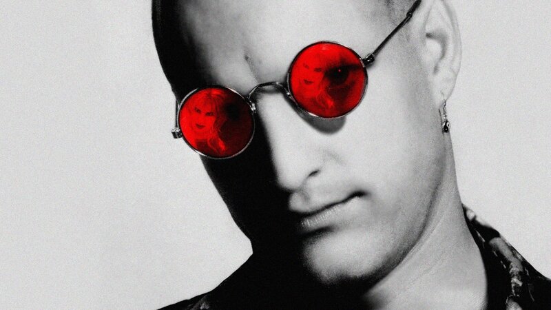 man with red sunglasses