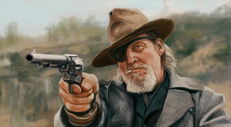 Man with Revolver — Brown, Dramatic, Afternoon