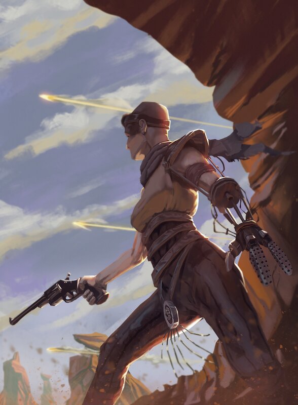 Man with Revolver — Brown, Dramatic