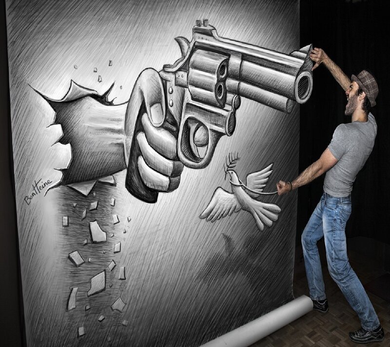 Man with Revolver Drawing
