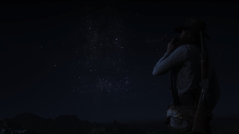 Man with Rifle at Night — Black, Serene