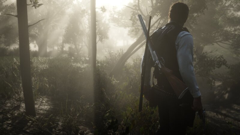 Man with Rifle in Forest — Brown