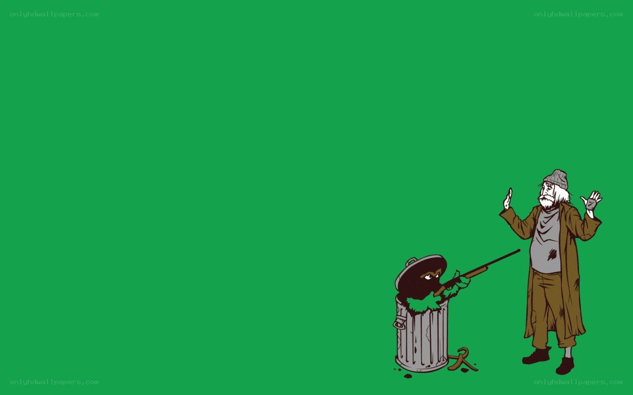 man with rifle in trash can