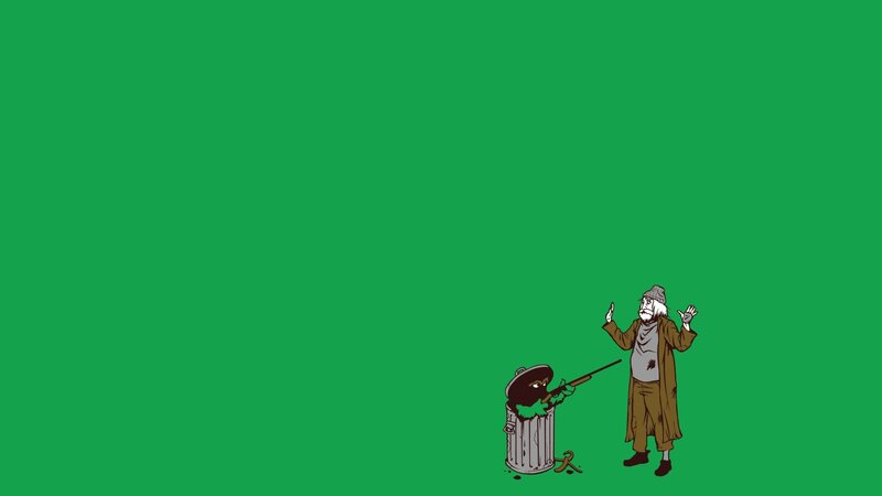 Man with Rifle in Trash Can — Green