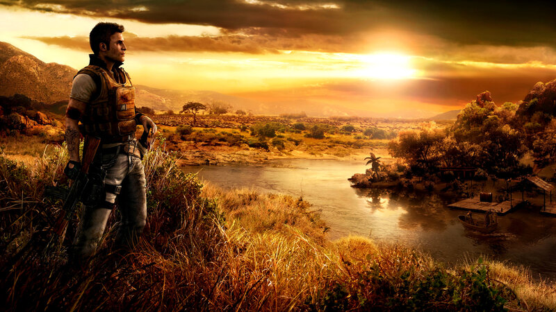 Man with Rifle on Hill — Orange