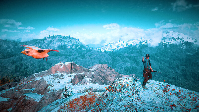 Man with Rifle on Mountain