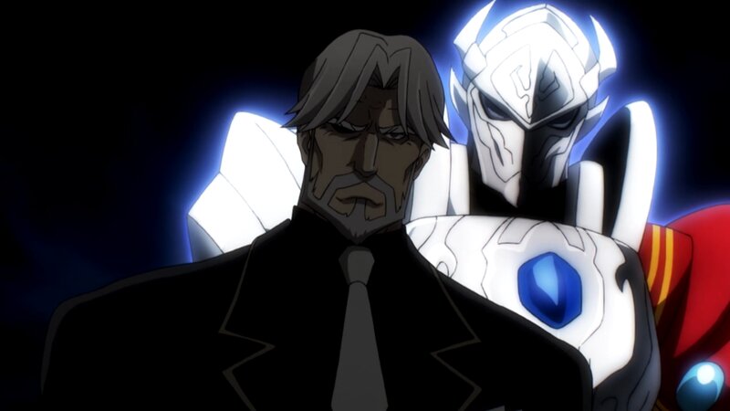 Man with Robot Behind — Black, Dramatic