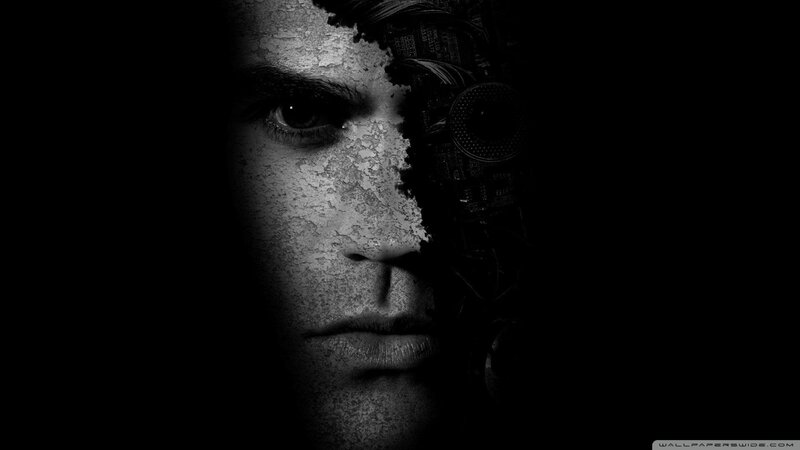 Man with Robotic Face — Black, Dramatic