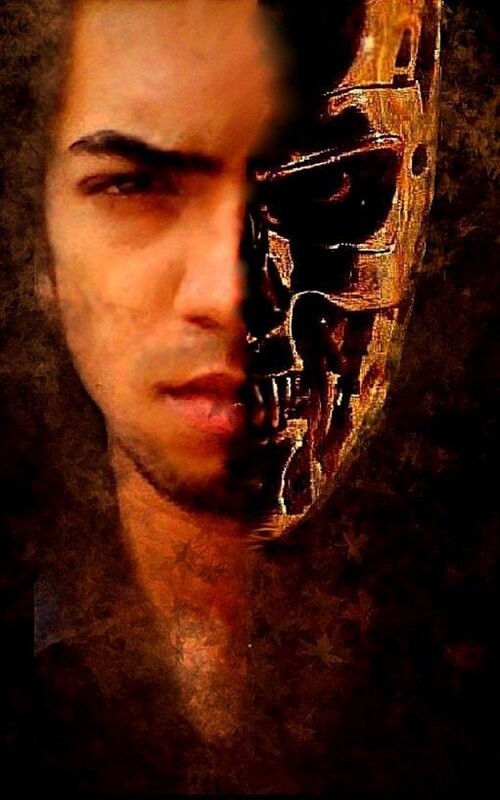 Man with Robotic Face — Brown