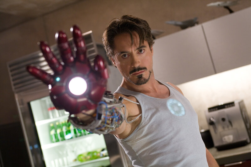 Man with Robotic Hand — Red, Dramatic