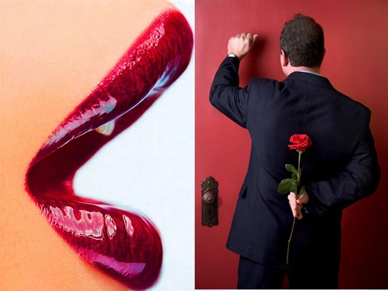 Man with Rose Behind Back — Red