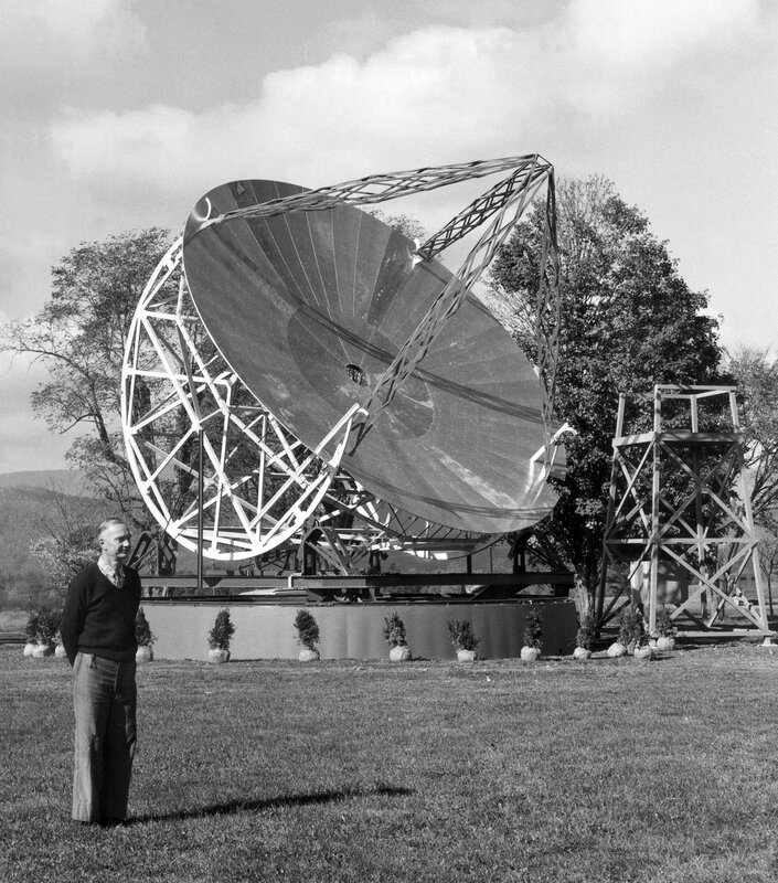 Man with satellite dish