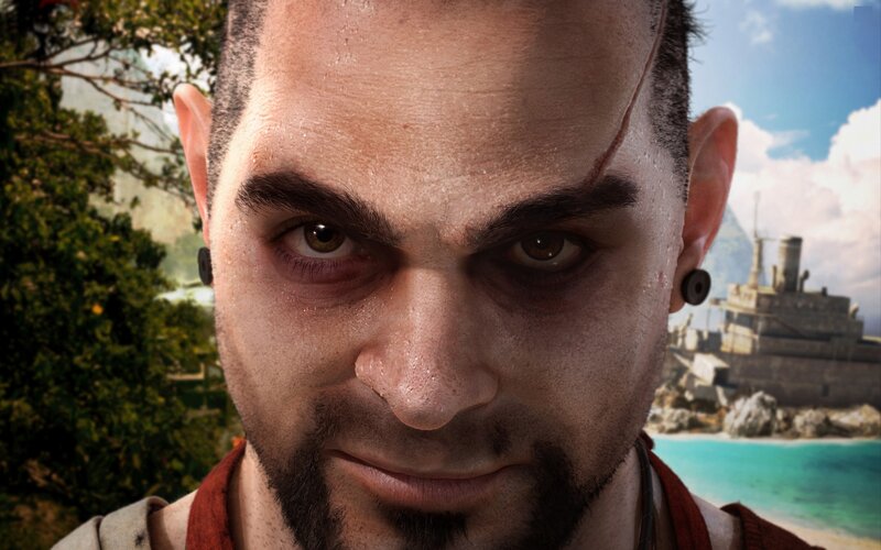 Man with Scar on Face — Brown, Intense