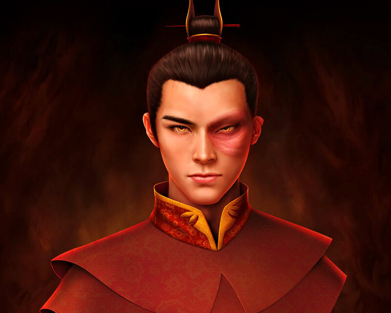 Man with Scar on Face — Red