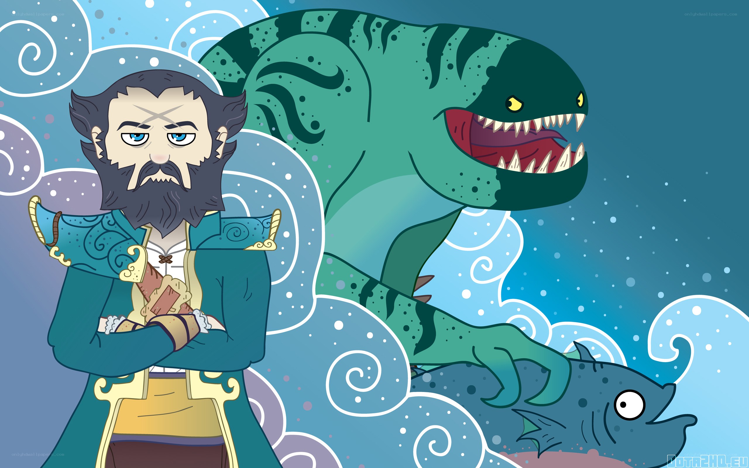 man with sea monster