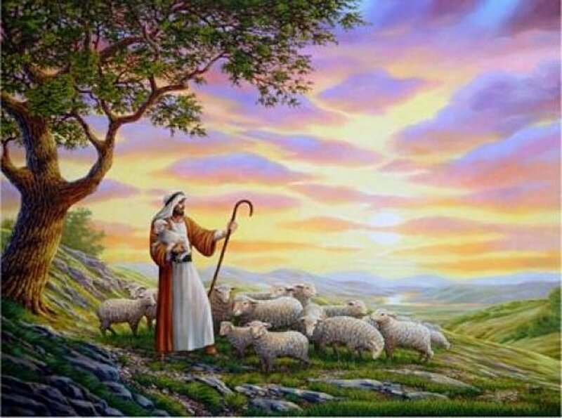 Man with Sheep and Lamb