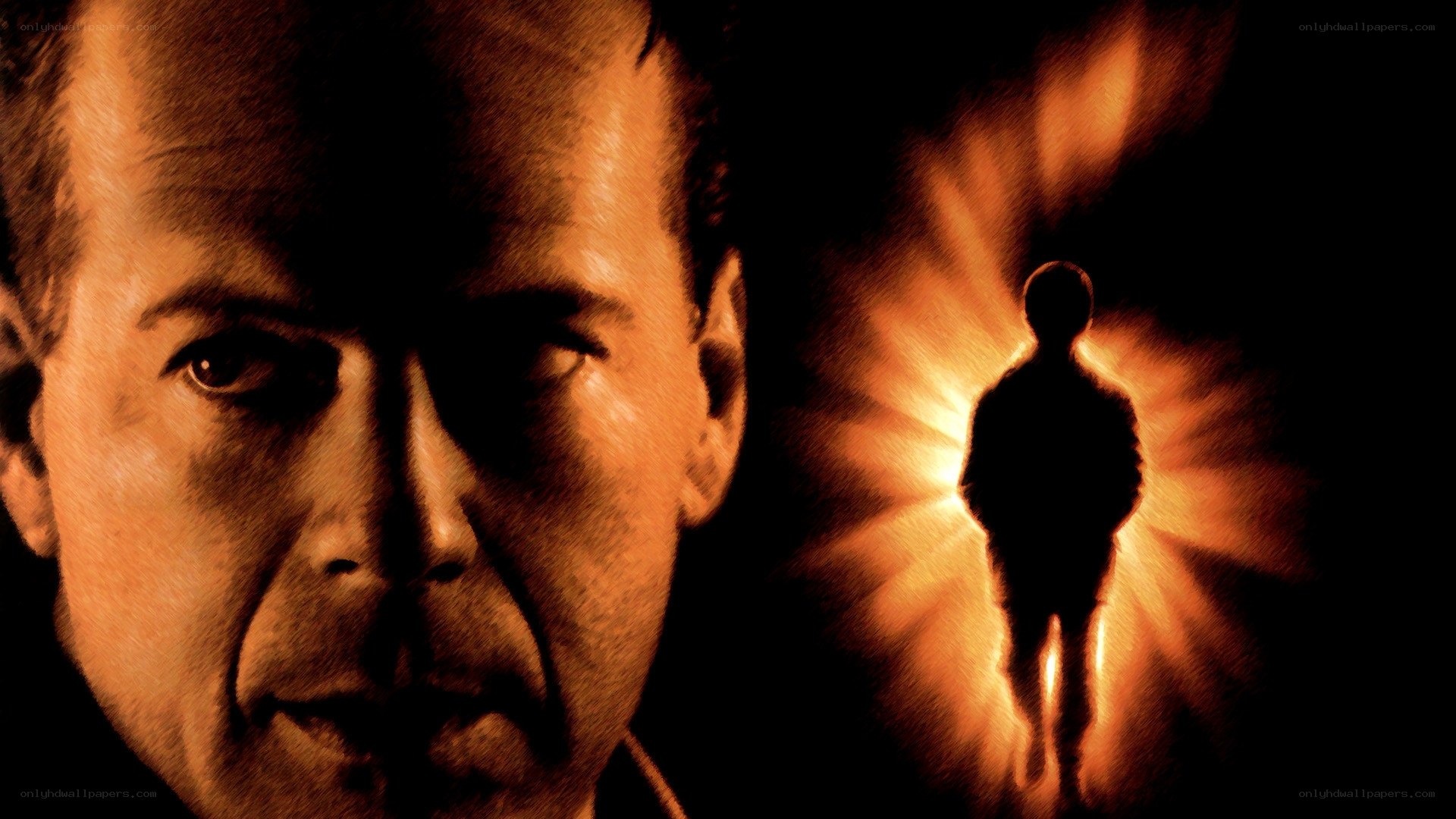man with silhouette in light