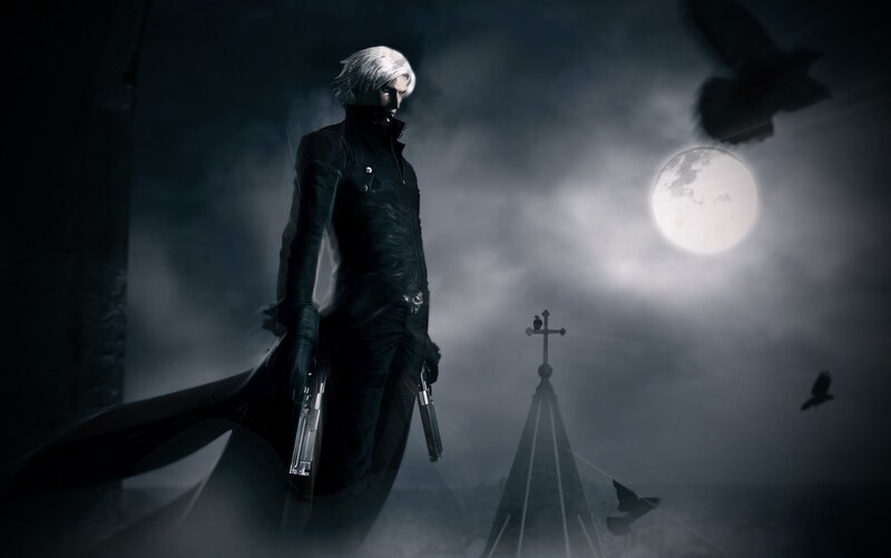 Man with Silver Hair — Black, Dramatic, Night
