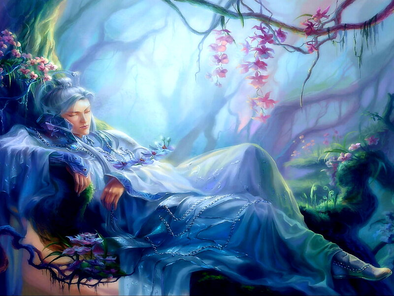Man with Silver Hair — Blue, Serene