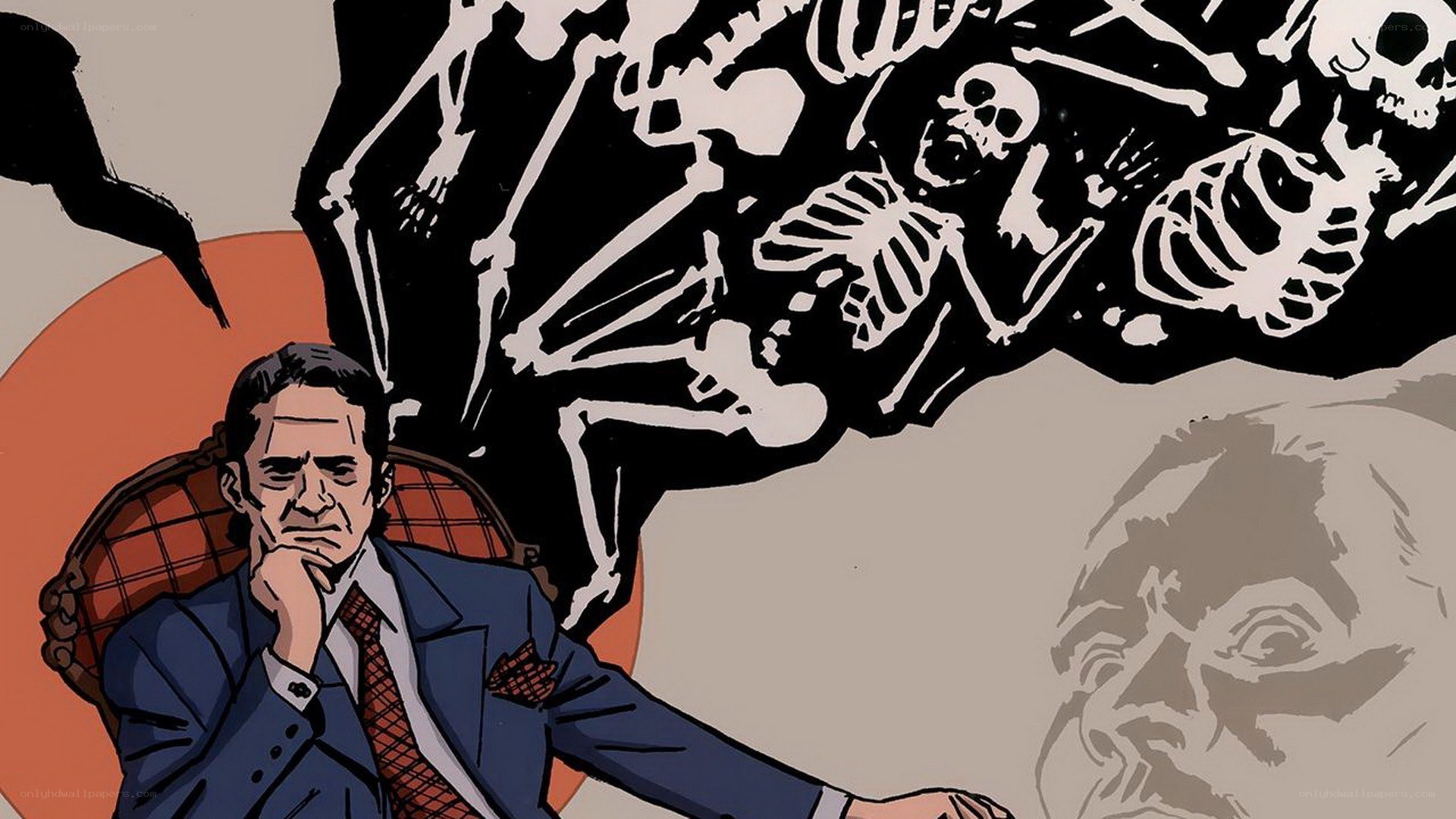 man with skeletons in closet
